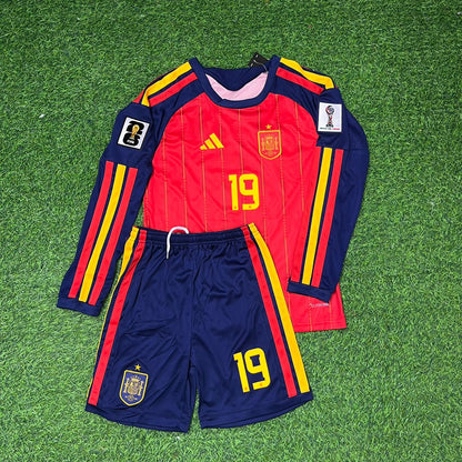 Spain National Team World Cup 2026 Lamine Yamal Long Sleeve Children Home Football Soccer Kit Jersey