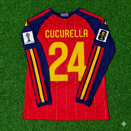 Spain National Team World Cup 2026 Marc Cucurella Long Sleeve Home Football Soccer Kit Jersey