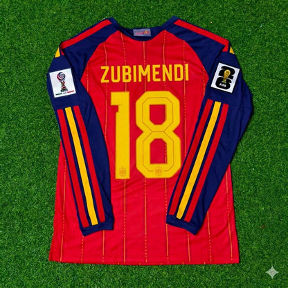 Spain National Team World Cup 2026 Martin Zubimendi Long Sleeve Home Football Soccer Kit Jersey