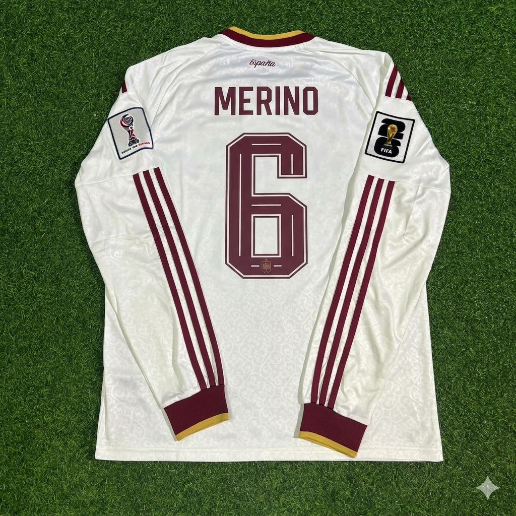 Spain National Team World Cup 2026 Mikel Merino Long Sleeve Away Football Soccer Kit Jersey