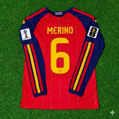 Spain National Team World Cup 2026 Mikel Merino Long Sleeve Home Football Soccer Kit Jersey