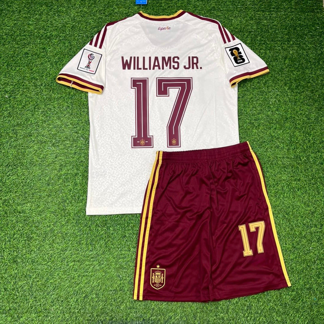 Spain National Team World Cup 2026 Nico Williams Children Away Football Soccer Kit Jersey