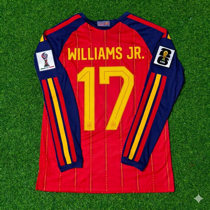 Spain National Team World Cup 2026 Nico Williams Long Sleeve Home Football Soccer Kit Jersey