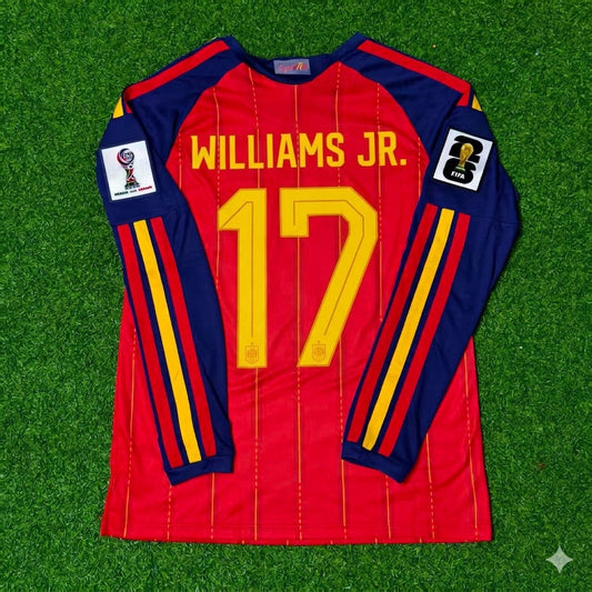 Spain National Team World Cup 2026 Nico Williams Long Sleeve Home Football Soccer Kit Jersey