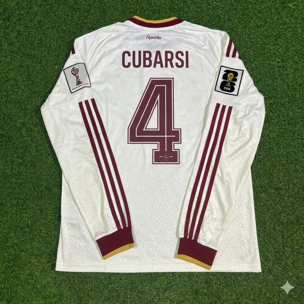 Spain National Team World Cup 2026 Pau Cubarsí Long Sleeve Away Football Soccer Kit Jersey