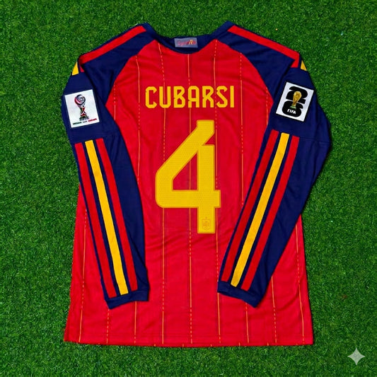 Spain National Team World Cup 2026 Pau Cubarsi Long Sleeve Home Football Soccer Kit Jersey