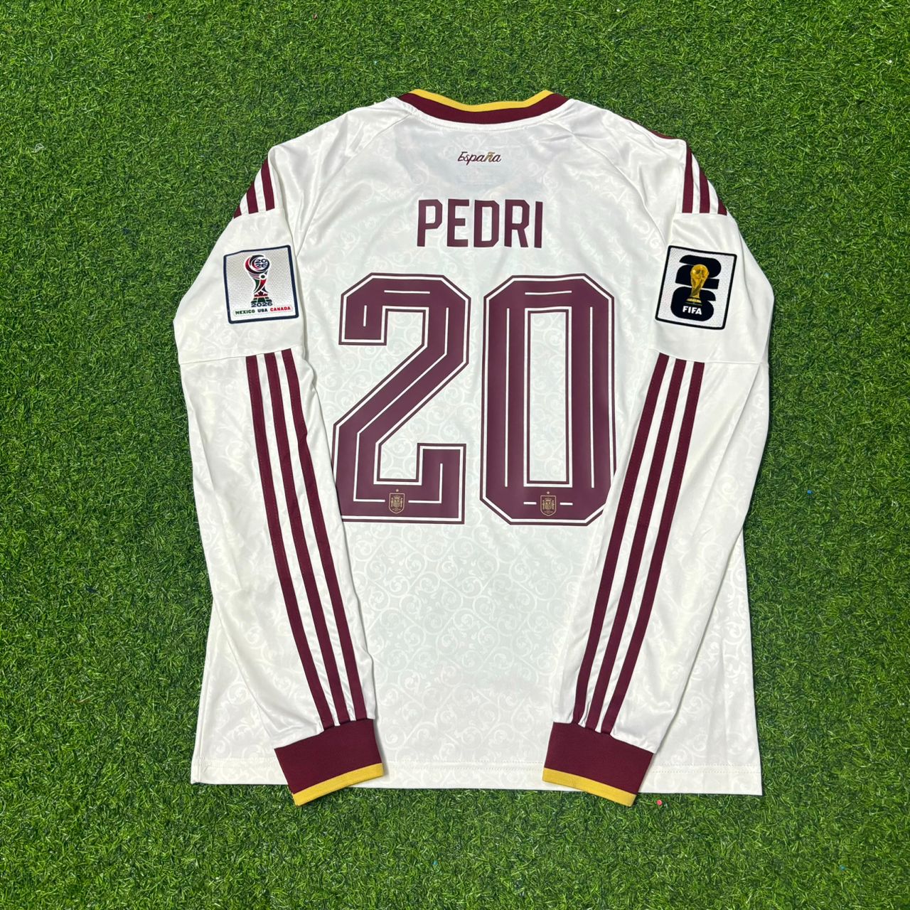 Spain National Team World Cup 2026 Pedri Long Sleeve Away Football Soccer Kit Jersey
