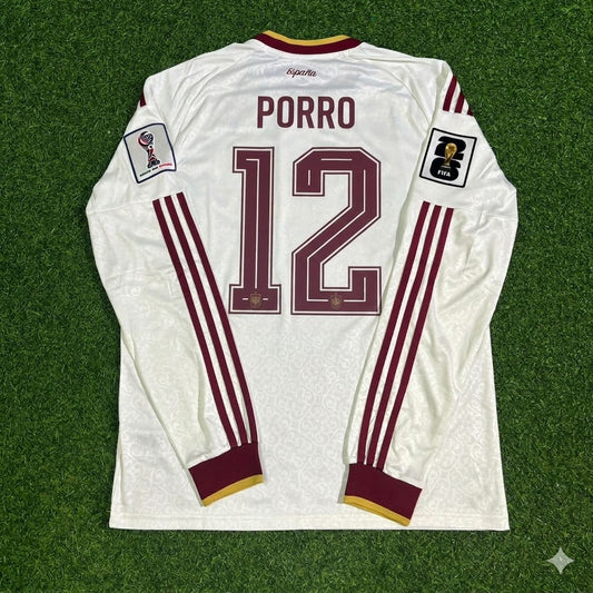 Spain National Team World Cup 2026 Pedro Porro Long Sleeve Away Football Soccer Kit Jersey