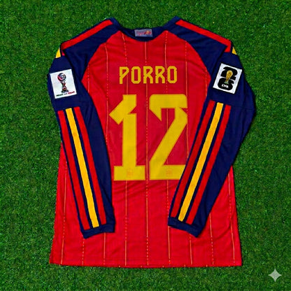 Spain National Team World Cup 2026 Pedro Porro Long Sleeve Home Football Soccer Kit Jersey