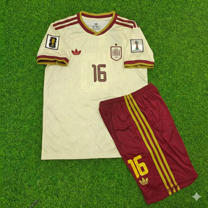 Spain National Team World Cup 2026 Rodri Children Away Football Soccer Kit Jersey