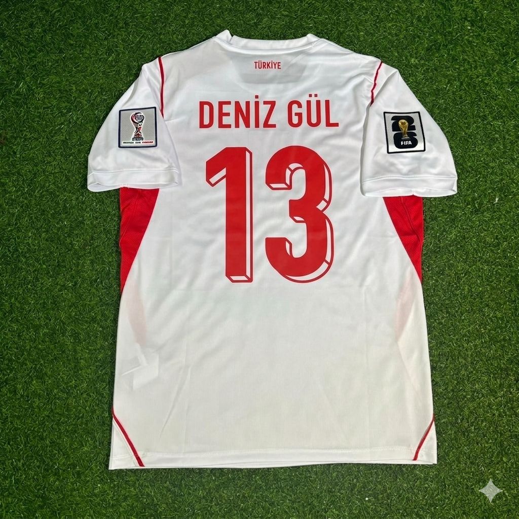 Turkey National Team World Cup 2026 Deniz Gül Away White Football Soccer Kit Jersey