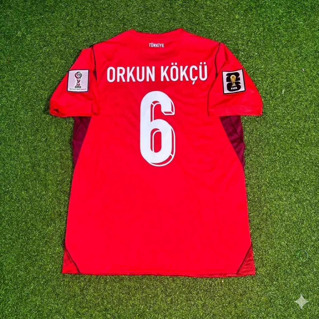 Turkey National Team World Cup 2026 Orkun Kökçü Home Red Football Soccer Kit Jersey