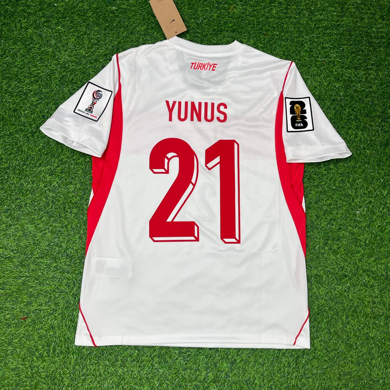 Turkey National Team World Cup 2026 Yunus Akgün Away White Football Soccer Kit Jersey