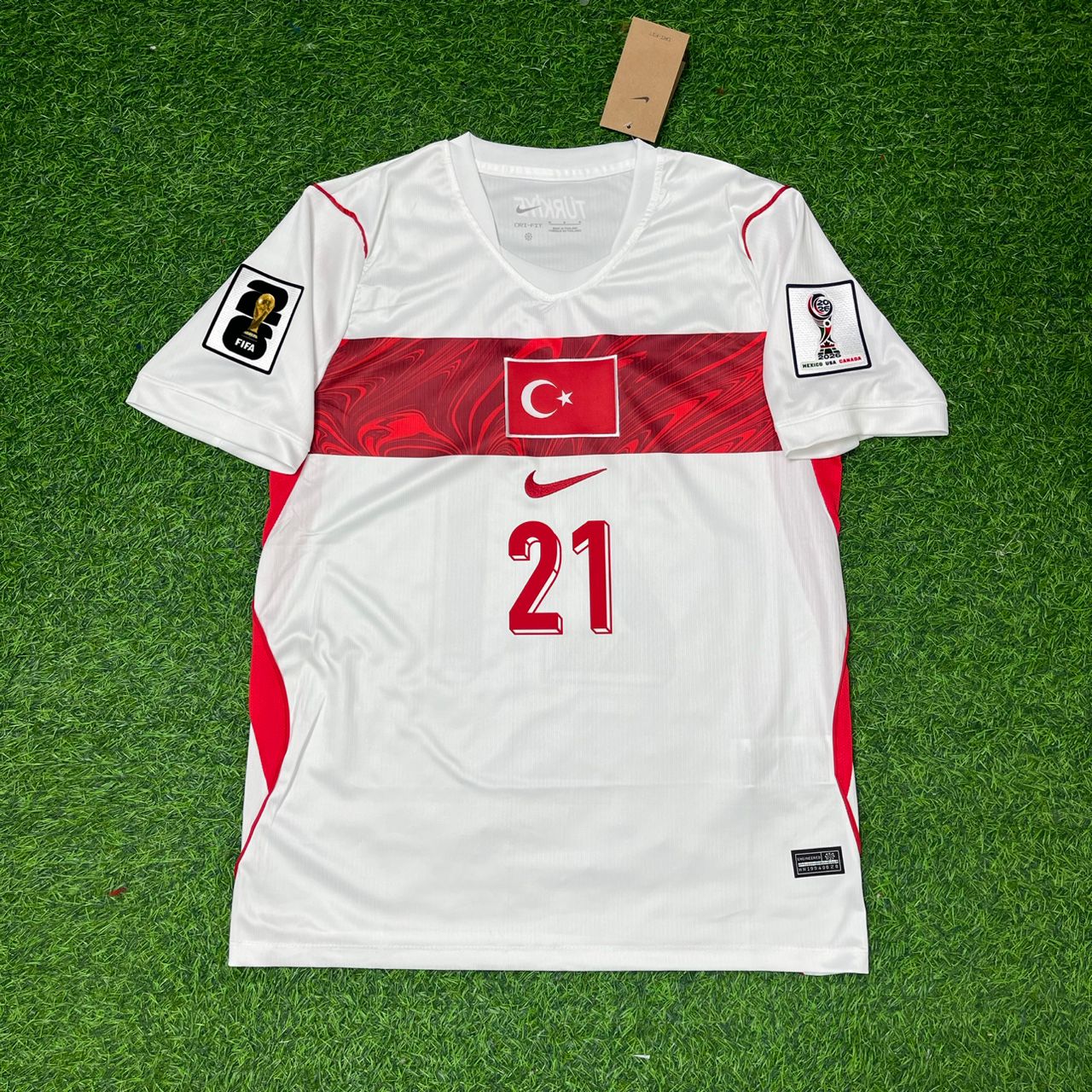 Turkey National Team World Cup 2026 Yunus Akgün Away White Football Soccer Kit Jersey