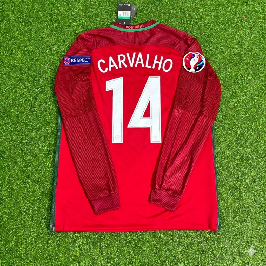 Portugal EURO 2016 William Carvalho 14- Final Long Sleeve Retro Football Jersey