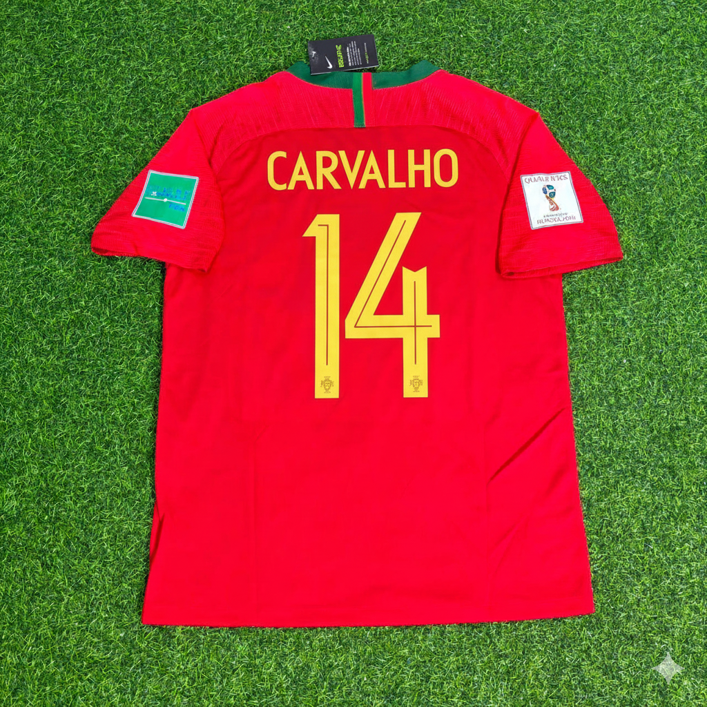 Portugal World Cup 2018 William Carvalho Red Retro Football Jersey