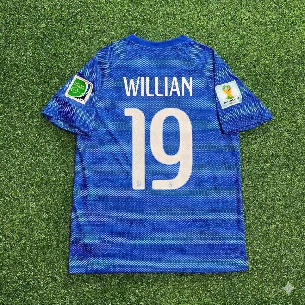 Willian 19- 2014 World Cup Retro Blue Football Jersey