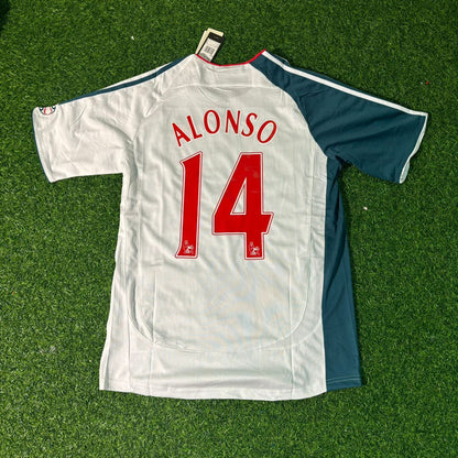 Xabi Alonso Liverpool 2006/2007 Premier League White Retro Football Jersey Kit