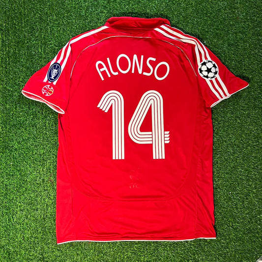 Liverpool Xabi Alonso 2007 2008 Season Red Retro Jersey Soccer Kit