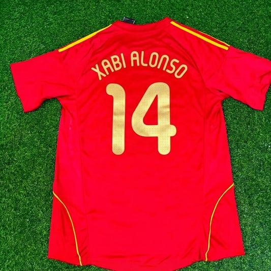 Xabi Alonso #14 Spain EURO 2008 Red Home Retro Football Jersey Paradise Edition