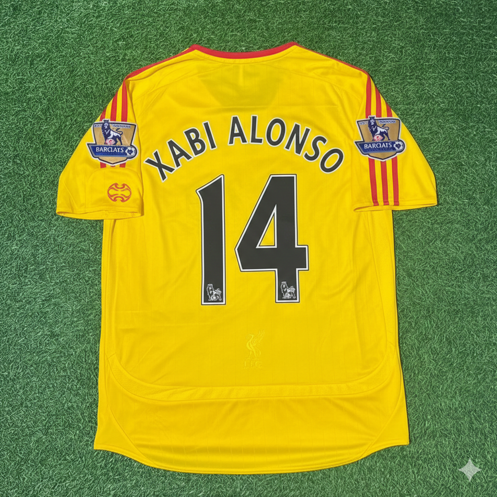 Xabi Alonso Liverpool 2006/2007 Yellow Retro Football Jersey Collection
