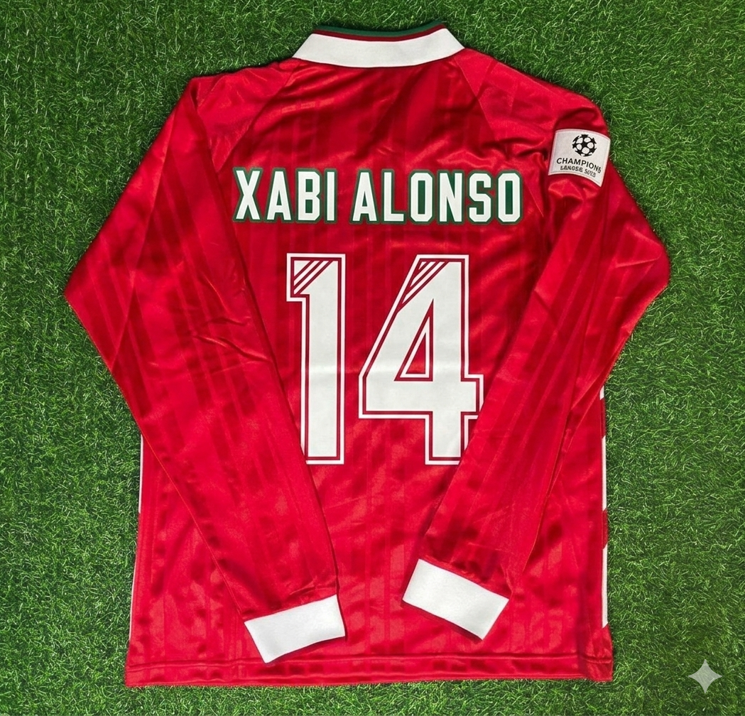 Xabi Alonso Liverpool Long Sleeve Retro Football Jersey Kit
