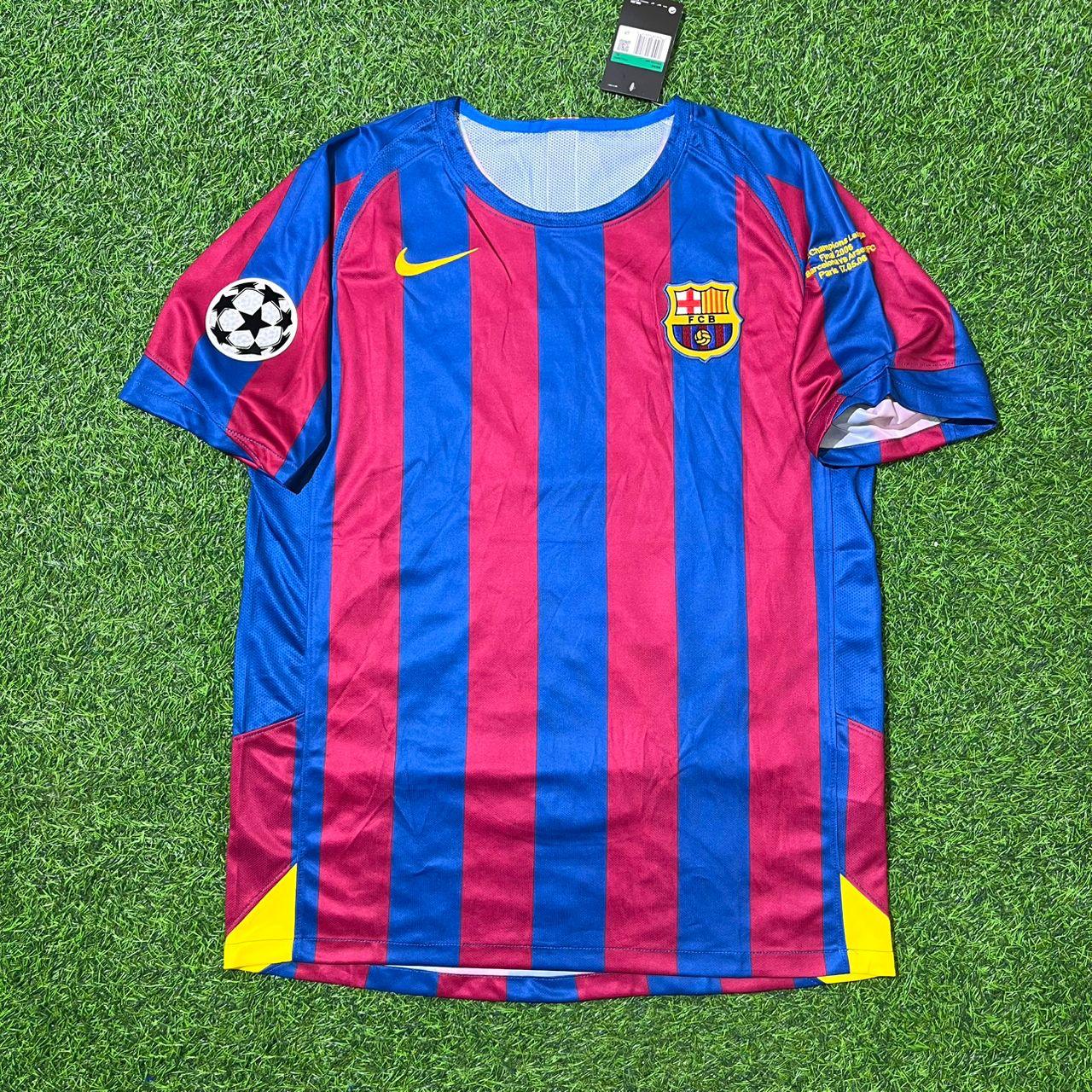 Xavi Hernandez Barcelona 2006 Final Retro Short Sleeve Football Jersey Kit