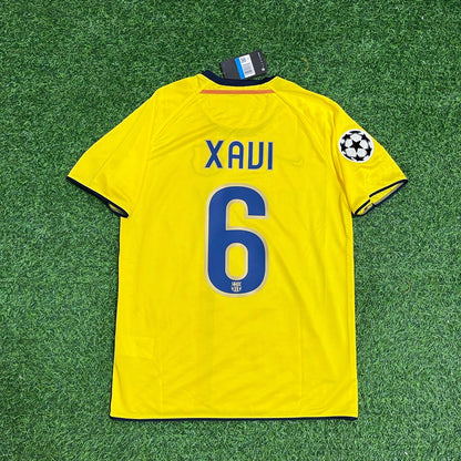 Xavi Hernandez 2008/09 Barcelona Yellow Retro Football Jersey