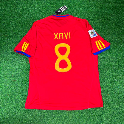 Spain World Cup 2010 Xavi Hernandez 8 Retro Football Jersey Kit