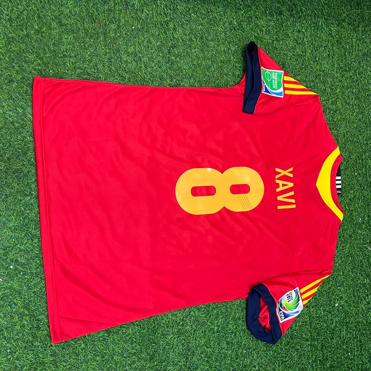 Xavi Hernandez Spain 2013 Confederations Cup Retro Football Jersey