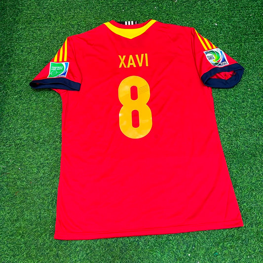 Xavi Hernandez Spain 2013 Confederations Cup Retro Football Jersey