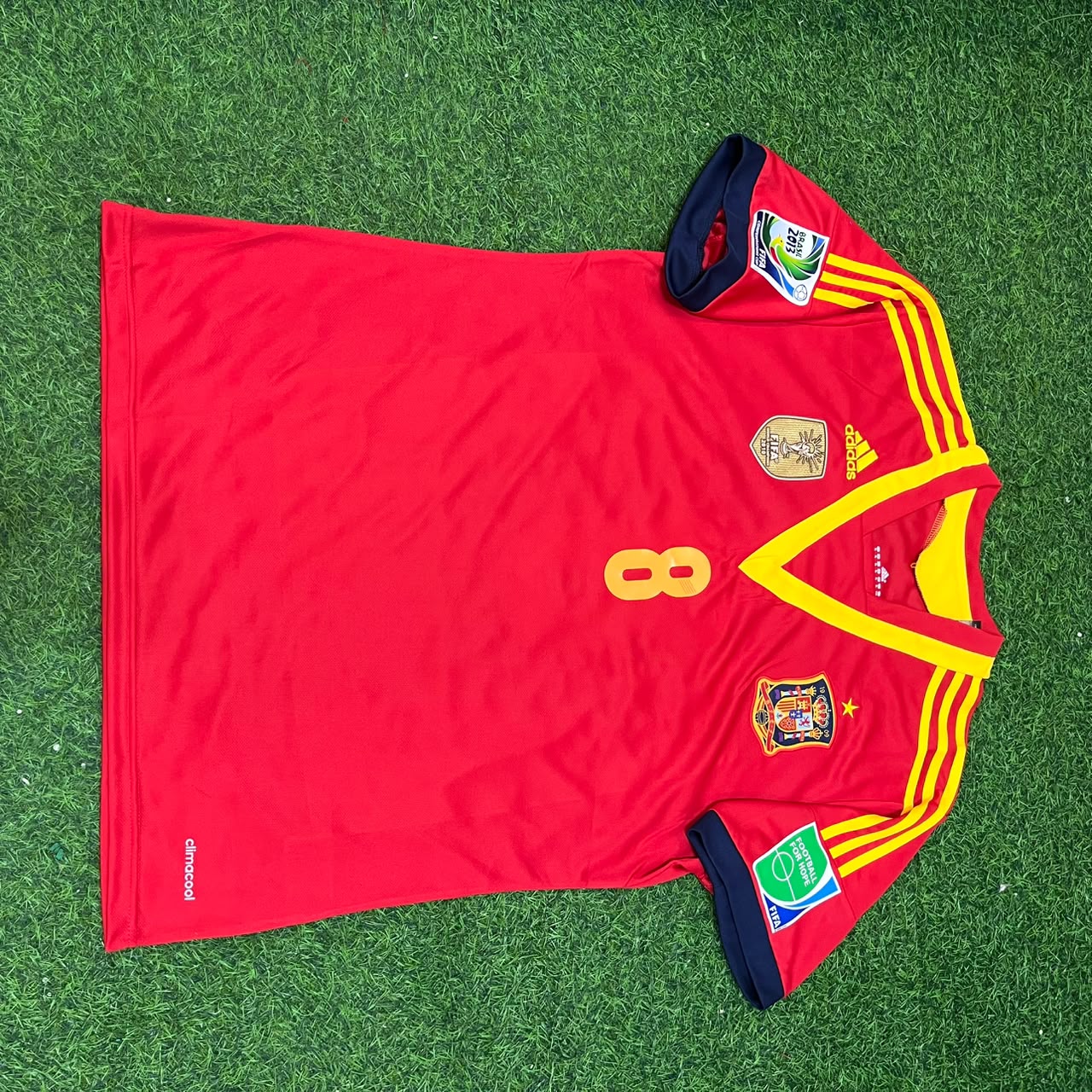 Xavi Hernandez Spain 2013 Confederations Cup Retro Football Jersey