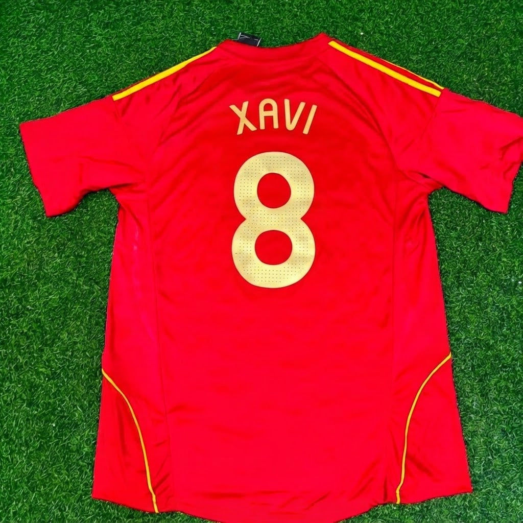 Xavi #8 Spain EURO 2008 Red Home Retro Football Jersey Paradise Edition