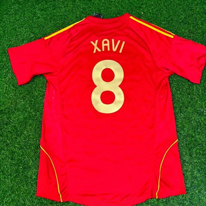 Xavi #8 Spain EURO 2008 Red Home Retro Football Jersey Paradise Edition