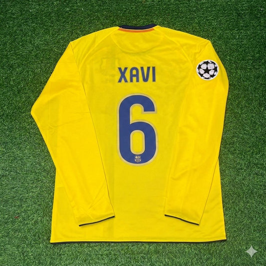 Xavi Hernandez FC Barcelona 08/09 Season Yellow Away Retro Football Jersey