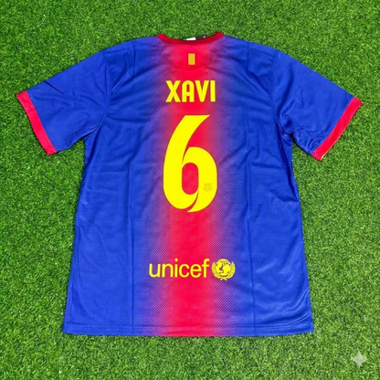 Xavi Hernandez Barcelona 2012/2013 Retro Home Football Jersey Kit