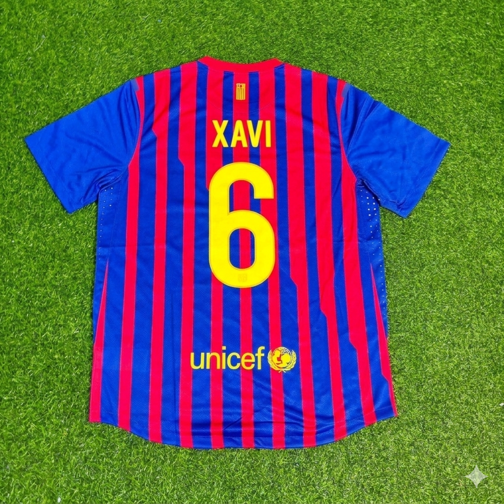 Xavi Hernandez Barcelona 2011/2012 Retro Home Football Jersey Kit