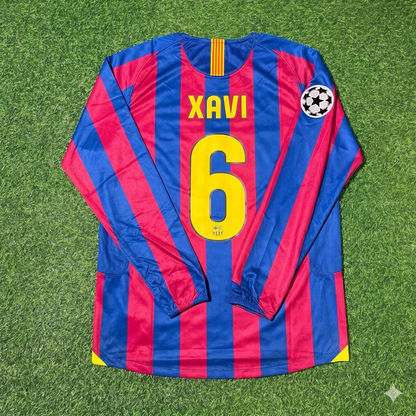 Xavi Hernandez Barcelona 2006 Final Retro Football Jersey Kit