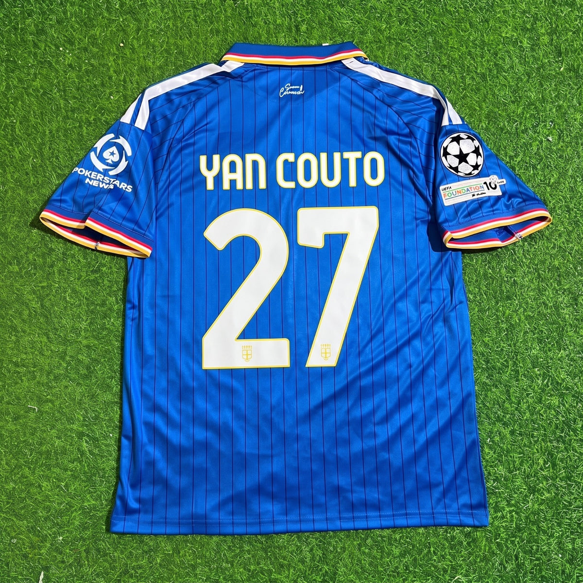 Yan Couto #27 Como 2027 Home Blue Champions League Patch Football Jersey