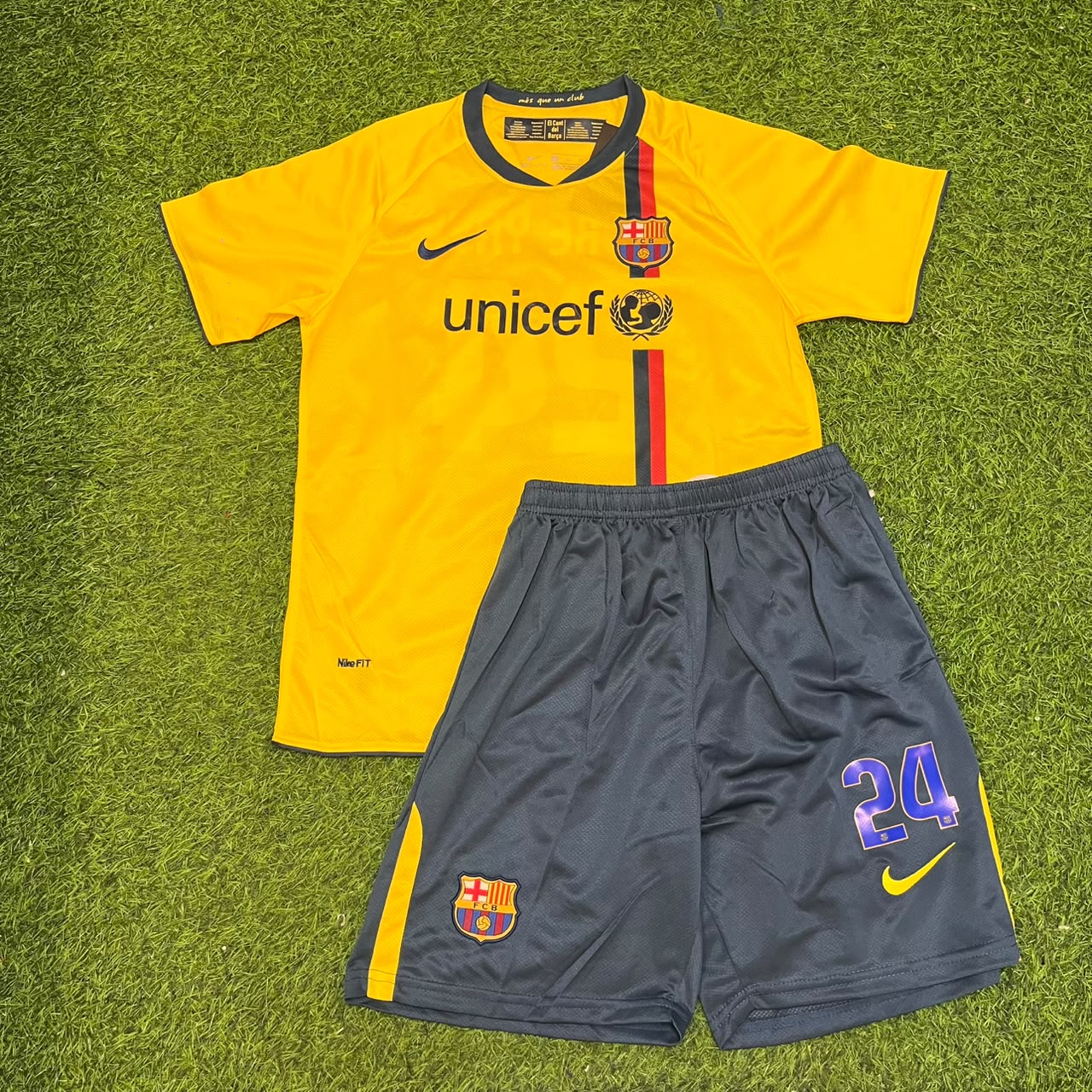 Yaya Touré Barcelona 2008-2009 Yellow Kids Retro Football Jersey Kit