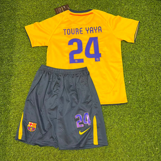 Yaya Touré Barcelona 2008-2009 Yellow Kids Retro Football Jersey Kit