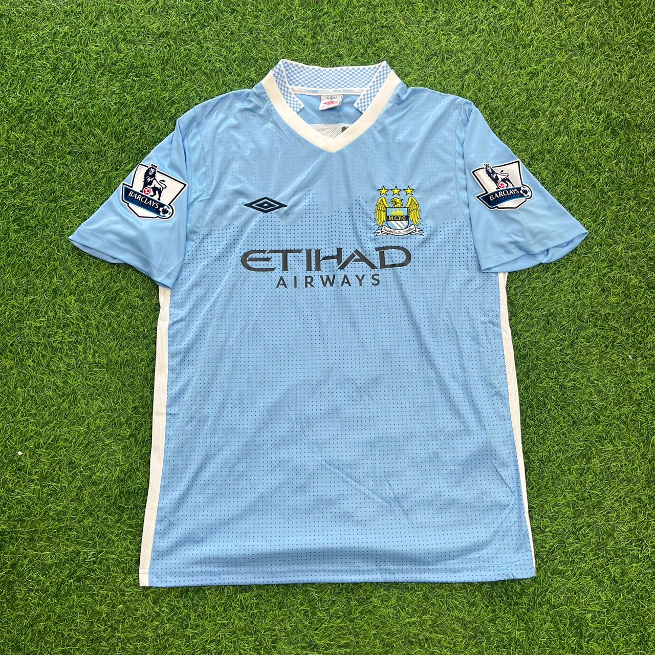 Samir Nasri 19 Manchester City 2011/12 Home Kit Blue Retro Football Jersey