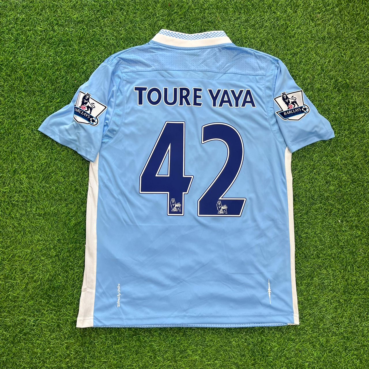 Yaya Toure 42 Manchester City 2011/12 Home Kit Blue Retro Football Jersey