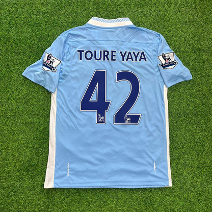 Yaya Toure 42 Manchester City 2011/12 Home Kit Blue Retro Football Jersey