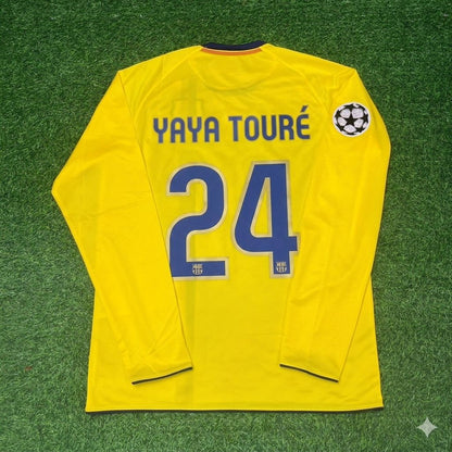 Yaya Toure FC Barcelona 08/09 Season Yellow Away Retro Football Jersey