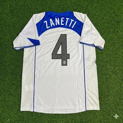 Javier Zanetti Inter Milan 2004-2005 Retro White Football Jersey Kit
