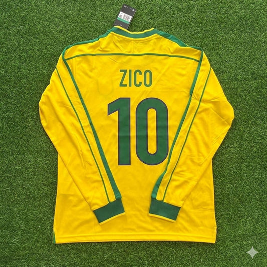 Zico #10- Brazil Long Sleeve Retro Football Jersey Kit Shirt