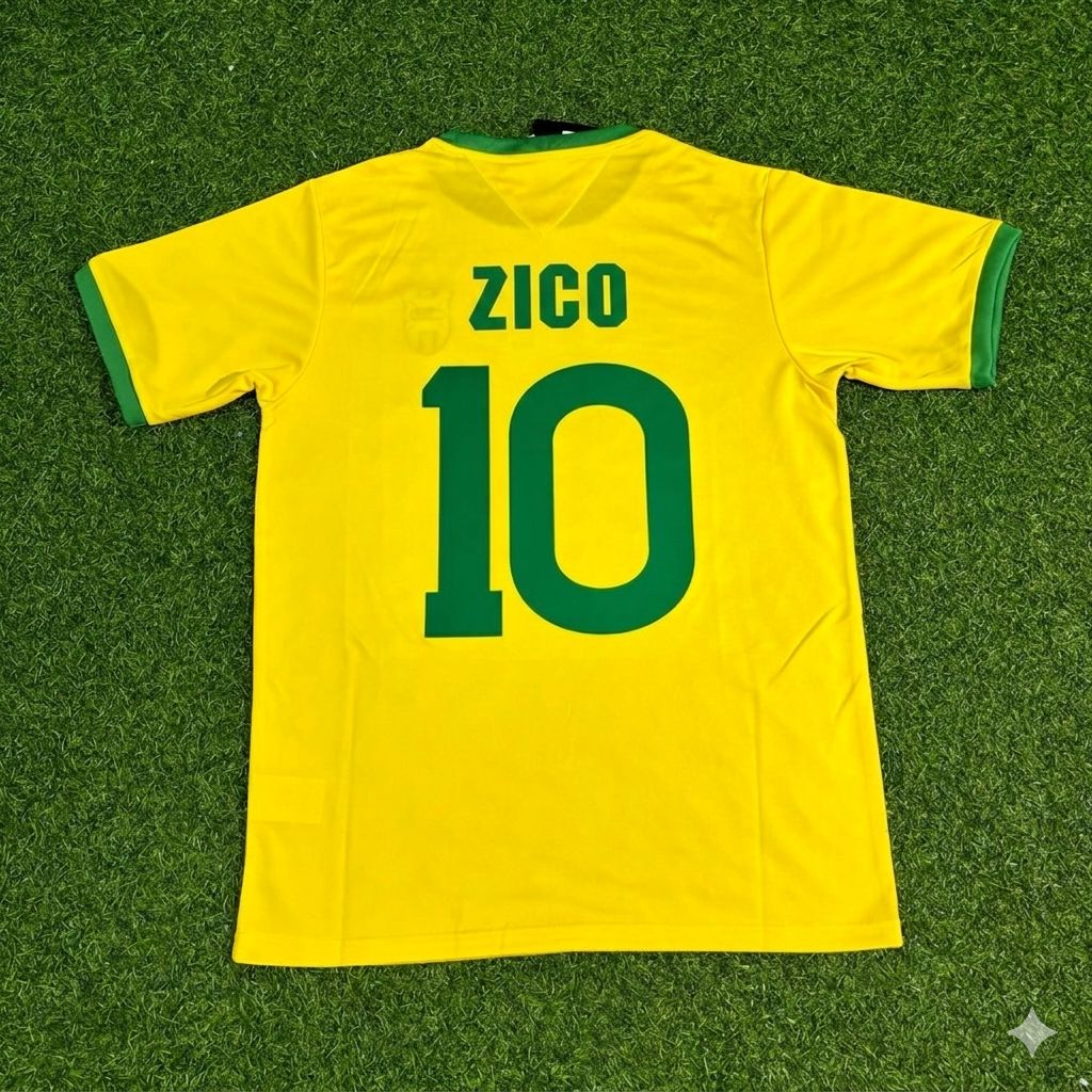 Zico Brazil Retro Home Football Jersey