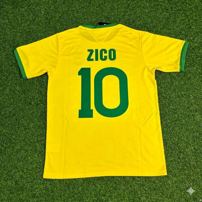 Zico Brazil Retro Home Football Jersey
