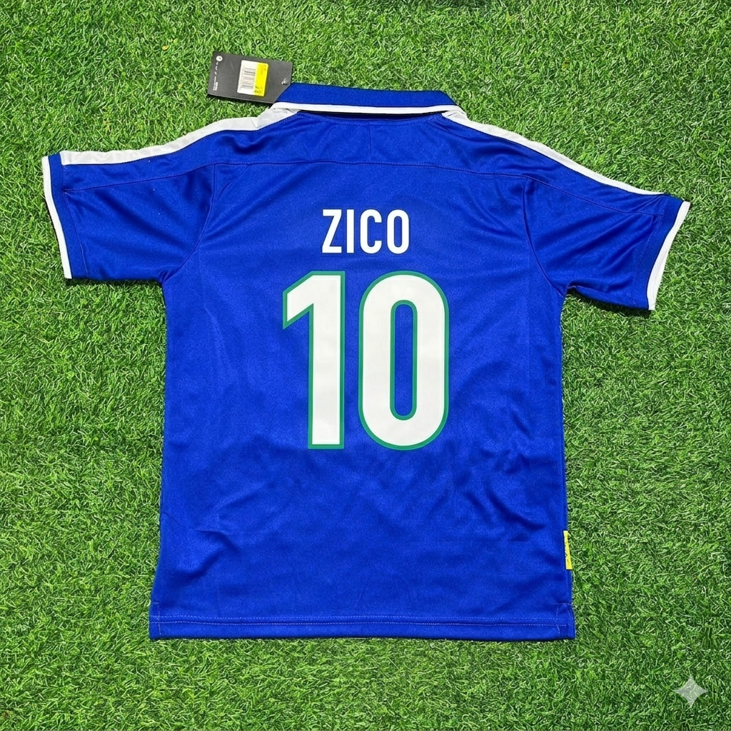 Zico Brazil Blue Retro Football Jersey Kit